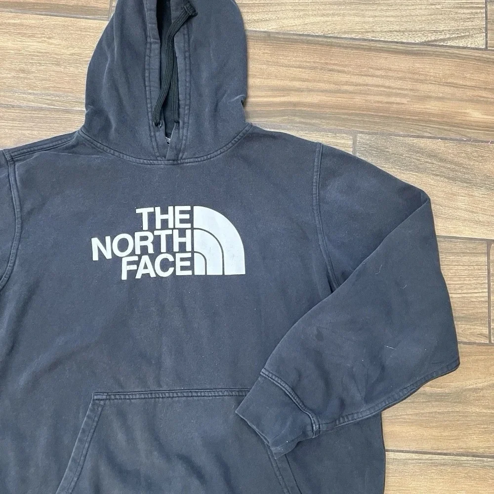 The North Face Hoodie Mens Large Black Big Logo Pullover Sweatshirt
